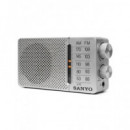 SANYO Radio Portatil Analogica AM/FM KS147P Plata Con Entrada Auricular