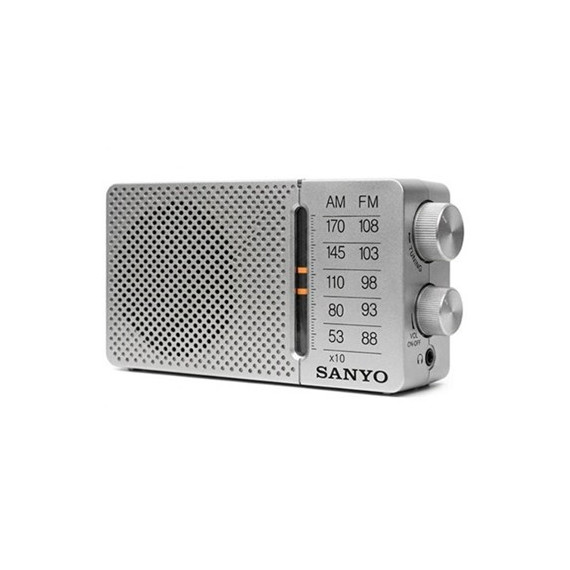 SANYO Radio Portatil Analogica AM/FM KS147P Plata Con Entrada Auricular