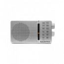 SANYO Radio Portatil Analogica AM/FM KS147P Plata Con Entrada Auricular