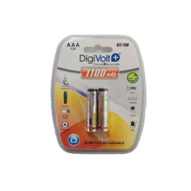 DIGIVOLT Pack 2 Pilas AAA Recargable 1100mAh Ni-MH HR03 1.2V BT2-1100