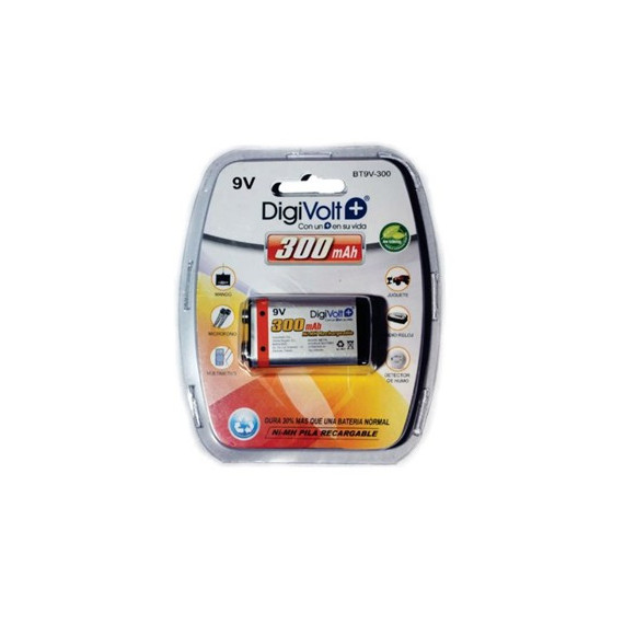 DIGIVOLT Pila Recargable 9V Ni-MH 300mAh BT9V-300