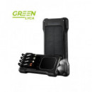 GREEN LYCA Bateria Externa Portatil 10000mAh Solar Con Cable Lightning,Usb C y Micro Usb GL70174