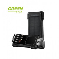 GREEN LYCA Bateria Externa Portatil 10000MAH Solar con Cable Lightning,usb C y Micro USB GL70174