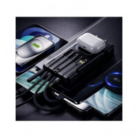GREEN LYCA Bateria Externa Portatil 10000MAH Solar con Cable Lightning,usb C y Micro USB GL70174