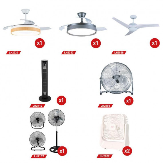 CAMPAÑA VENTILADORES TECHO-SUELO-SOBREMESA LARRYHOUSE PVP 384.00
