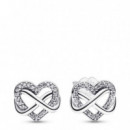 PANDORA Pendientes de Botón Corazón Infinito Brillante 292667C01