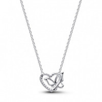 PANDORA Collar en Plata de Primera Ley Corazón y Mariposa 394477C01