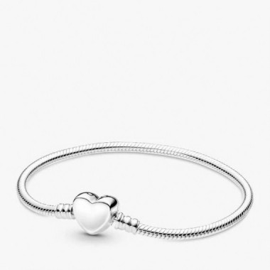 PANDORA Pulsera Moments Dise&ntilde;o Cadena de Serpiente con Cierre de Coraz&oacute;n 599206C00-21
