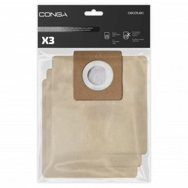 Pack de 3 Bolsas para Aspirador de Trineo Conga Powerbag 2000 Compact (consumible)  CECOTEC