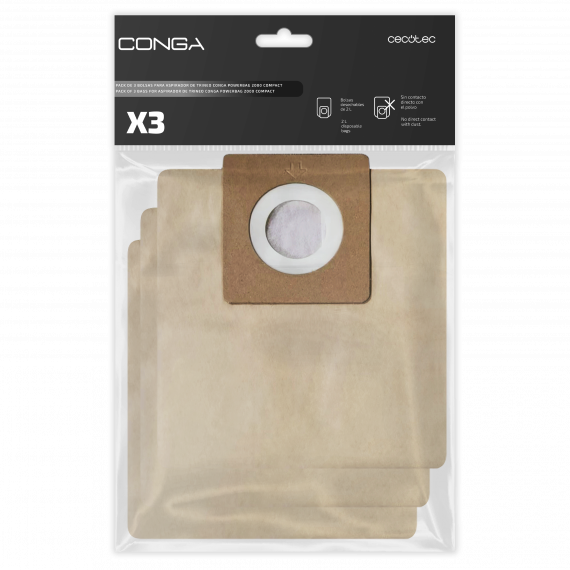 Pack de 3 Bolsas para Aspirador de Trineo Conga Powerbag 2000 Compact (consumible)  CECOTEC