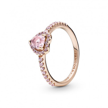 PANDORA Anillo con un Recubrimiento en Oro Rosa de 14K Coraz&oacute;n Brillante Elevado 188421C04