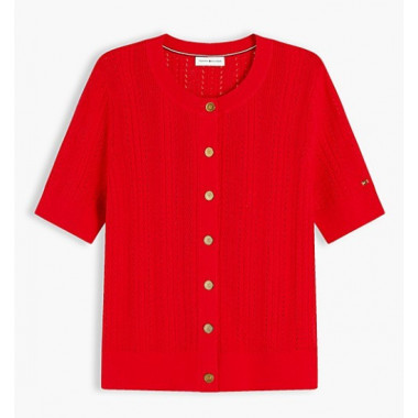 TOMMY HILFIGER - SUMMER CABLE C NK CARDI S/S - XNF - F|WW0WW50070/XNF
