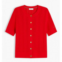 TOMMY HILFIGER - SUMMER CABLE C NK CARDI S/S - XNF - F|WW0WW50070/XNF