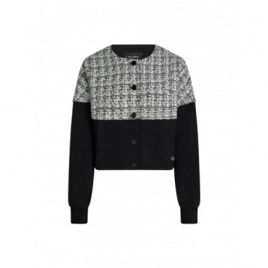 KARL LAGERFELD - boucle mix jersey cardigan - b84 - B3W20045/b84