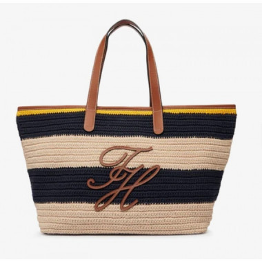 TOMMY HILFIGER - TH NAUTICAL TOTE CROCHET STR - 0GY - F|AW0AW18816/0GY