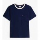 TOMMY HILFIGER - MESH NECKTRIM REGULAR TEE - DCC - F|MW0MW43207/DCC