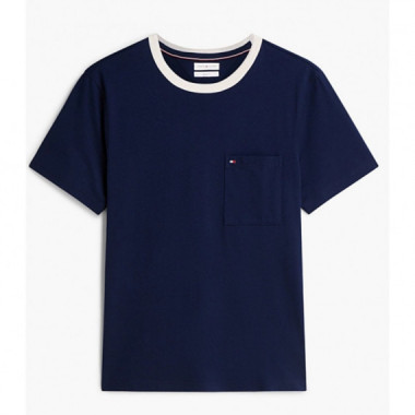TOMMY HILFIGER - MESH NECKTRIM REGULAR TEE - DCC - F|MW0MW43207/DCC