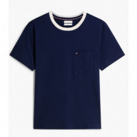 TOMMY HILFIGER - MESH NECKTRIM REGULAR TEE - DCC - F|MW0MW43207/DCC