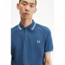 Polos Polo Fred Perry M3600 Azul Medianoche Crudo Hielo Claro