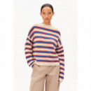 Jerséis y Sudaderas Jersey ARMEDANGELS Merinaa Stripes Oatmilk / Mars Red / Dynamo Blue