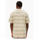 Camisetas Hombre Camiseta ARMEDANGELS Iconic Maarkos Stripes Foam Washed Berry