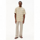 Camisetas Hombre Camiseta ARMEDANGELS Iconic Maarkos Stripes Foam Washed Berry