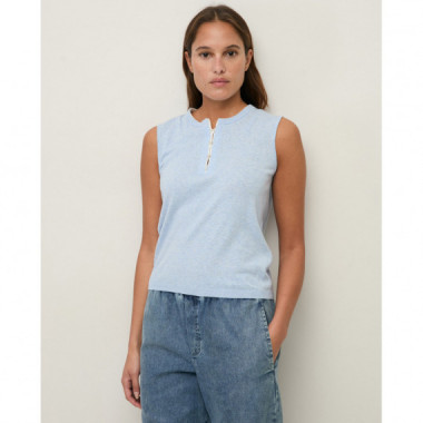 Camisetas Mujer Top YERSE Flax Cuello Panadero Sky Blue