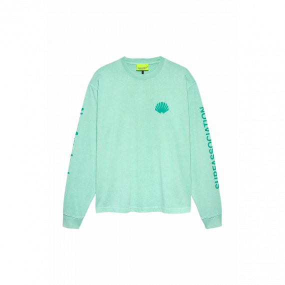 Camisetas Hombre Camiseta NEW AMSTERDAM SURF ASSOCIATION Manga Larga Logo Ocean Wave Sea Green
