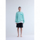 Camisetas Hombre Camiseta NEW AMSTERDAM SURF ASSOCIATION Manga Larga Logo Ocean Wave Sea Green