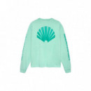 Camisetas Hombre Camiseta NEW AMSTERDAM SURF ASSOCIATION Manga Larga Logo Ocean Wave Sea Green