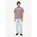 Camisetas Hombre Camiseta ARMEDANGELS Maarkos Multi Stripes Tinted Navy / Oatmilk
