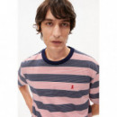 Camisetas Hombre Camiseta ARMEDANGELS Maarkos Multi Stripes Tinted Navy / Oatmilk