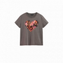 Camisetas Mujer Camiseta DESIGUAL Corazón Tigre Gris