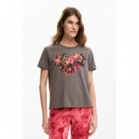 Camisetas Mujer Camiseta DESIGUAL Corazón Tigre Gris