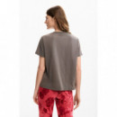 Camisetas Mujer Camiseta DESIGUAL Corazón Tigre Gris