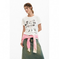 Camisetas Mujer Camiseta DESIGUAL Mickey y Minnie Mouse™ Corazón Blanco
