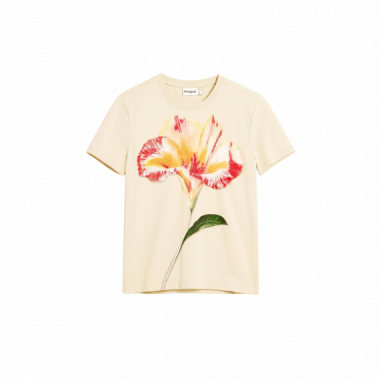 Camisetas Mujer Camiseta DESIGUAL Estocolmo Hibiscos Crudo