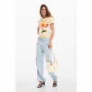 Camisetas Mujer Camiseta DESIGUAL Estocolmo Hibiscos Crudo