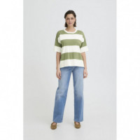Jerséis y Sudaderas Jersey ICHI Luls Loose Iguana / White Stripes