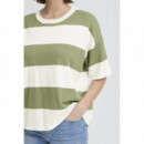 Jerséis y Sudaderas Jersey ICHI Luls Loose Iguana / White Stripes