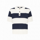 Camisetas Mujer Polo ICHI Luls Total Eclipse / White Stripes
