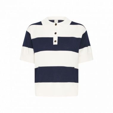 Camisetas Mujer Polo ICHI Luls Total Eclipse / White Stripes