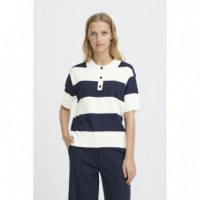 Camisetas Mujer Polo ICHI Luls Total Eclipse / White Stripes