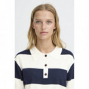 Camisetas Mujer Polo ICHI Luls Total Eclipse / White Stripes