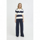 Camisetas Mujer Polo ICHI Luls Total Eclipse / White Stripes