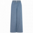 SUGARHILL BRIGHTON Pantalones Mujer Pantalón Sugarhill Fifi Wide Blue Stripe Denim