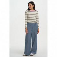 SUGARHILL BRIGHTON Pantalones Mujer Pantalón Sugarhill Fifi Wide Blue Stripe Denim