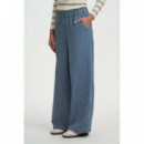 SUGARHILL BRIGHTON Pantalones Mujer Pantalón Sugarhill Fifi Wide Blue Stripe Denim