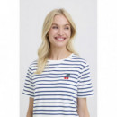 B-YOUNG Camisetas Mujer Camiseta B.young Pandinna Cherise Blue Stripes