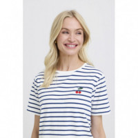 B-YOUNG Camisetas Mujer Camiseta B.young Pandinna Cherise Blue Stripes